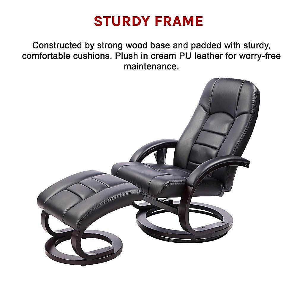 PU Leather Massage Chair Recliner Ottoman Lounge Remote V63-771945