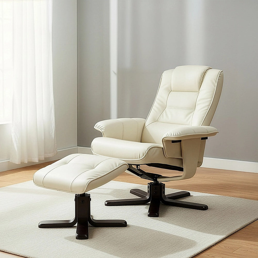 PU Leather Massage Chair Recliner Ottoman Lounge Remote V63-771955