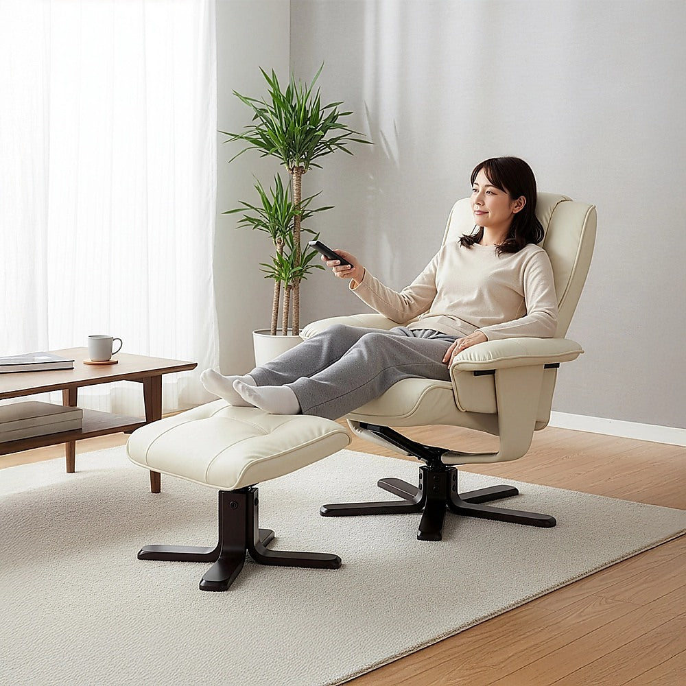 PU Leather Massage Chair Recliner Ottoman Lounge Remote V63-771955