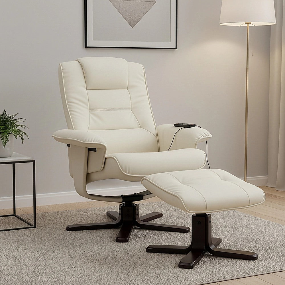 PU Leather Massage Chair Recliner Ottoman Lounge Remote V63-771955