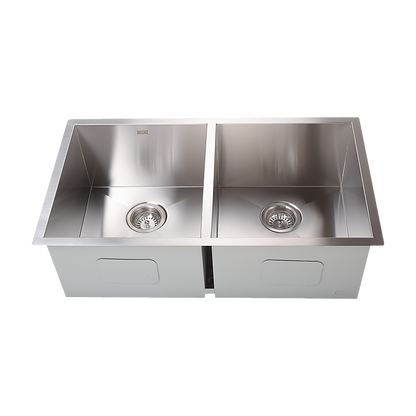 820x457mm Handmade Stainless Steel Undermount / Topmount Kitchen Laundry Sink with Waste V63-772955