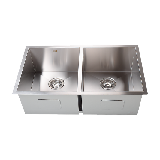820x457mm Handmade Stainless Steel Undermount / Topmount Kitchen Laundry Sink with Waste V63-772955