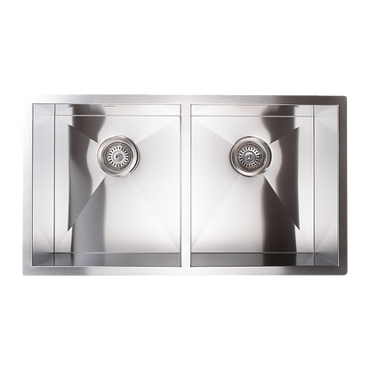 820x457mm Handmade Stainless Steel Undermount / Topmount Kitchen Laundry Sink with Waste V63-772955