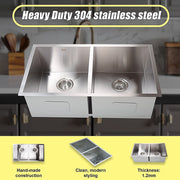 820x457mm Handmade Stainless Steel Undermount / Topmount Kitchen Laundry Sink with Waste V63-772955