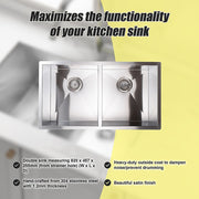 820x457mm Handmade Stainless Steel Undermount / Topmount Kitchen Laundry Sink with Waste V63-772955
