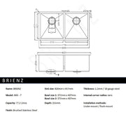 820x457mm Handmade Stainless Steel Undermount / Topmount Kitchen Laundry Sink with Waste V63-772955