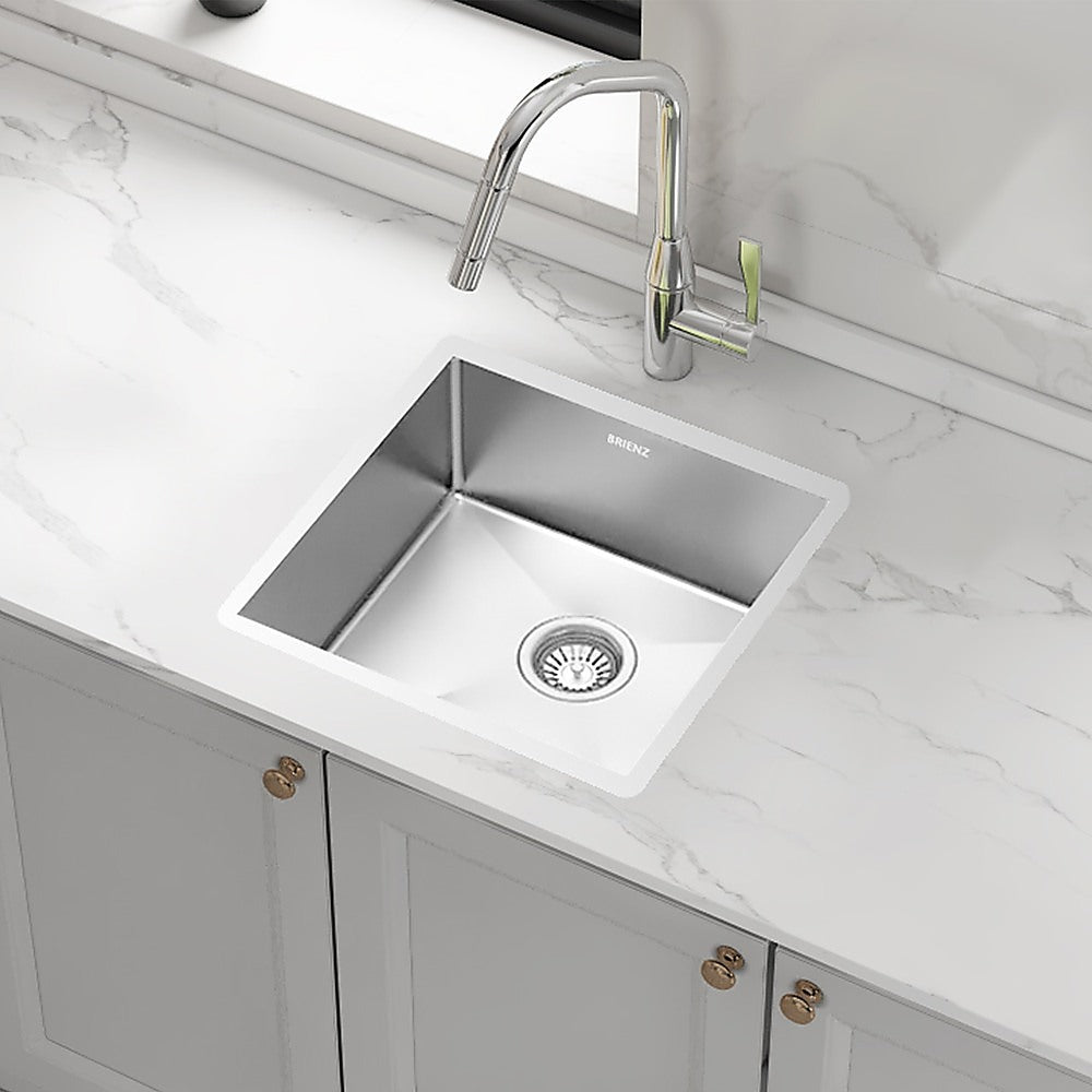 440x440mm Handmade Stainless Steel Undermount / Topmount Kitchen Laundry Sink with Waste V63-772965