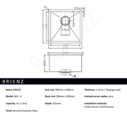 440x440mm Handmade Stainless Steel Undermount / Topmount Kitchen Laundry Sink with Waste V63-772965
