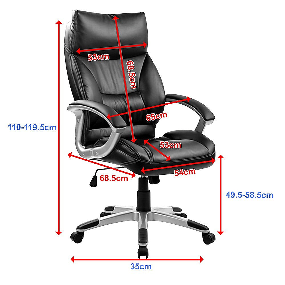 PU Leather Executive Office Chair - Ergonomic Swivel Computer Desk Chair in Black V63-774975