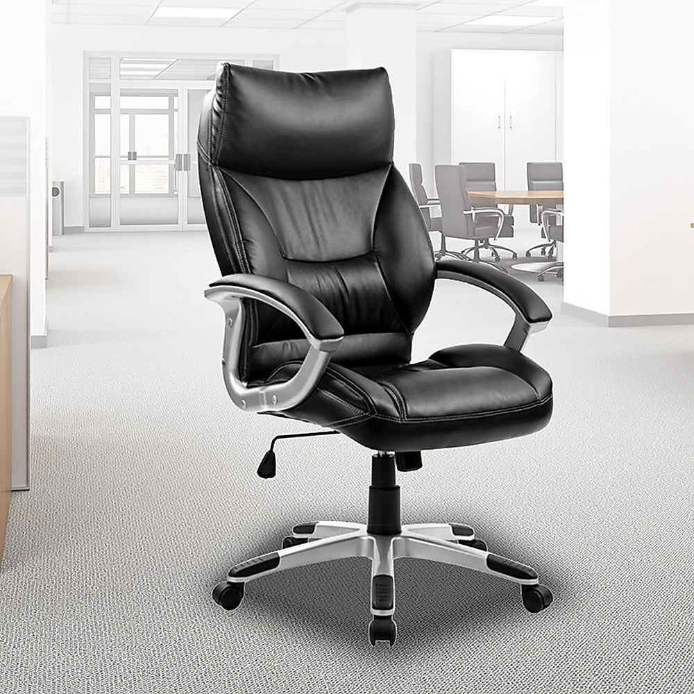 PU Leather Executive Office Chair - Ergonomic Swivel Computer Desk Chair in Black V63-774975