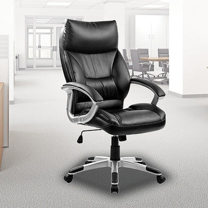 PU Leather Executive Office Chair - Ergonomic Swivel Computer Desk Chair in Black V63-774975