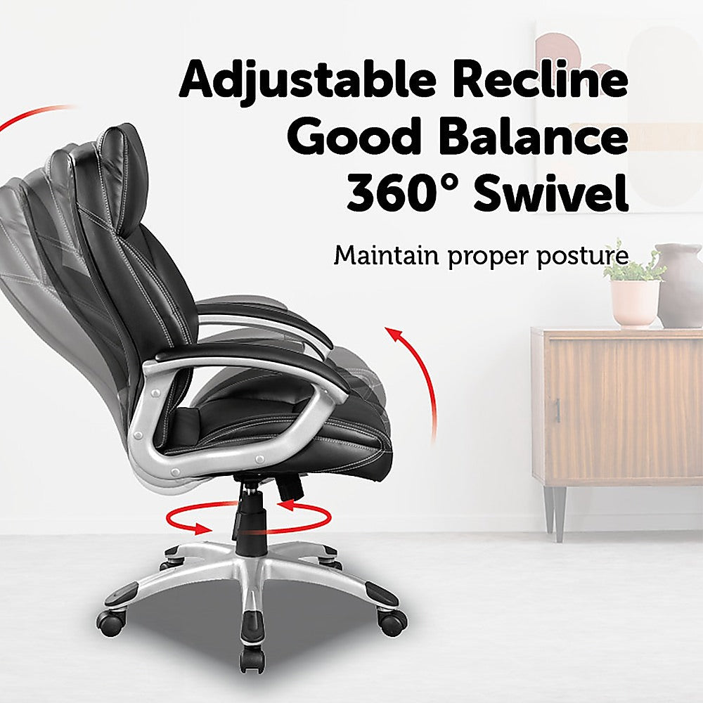 PU Leather Executive Office Chair - Ergonomic Swivel Computer Desk Chair in Black V63-774975