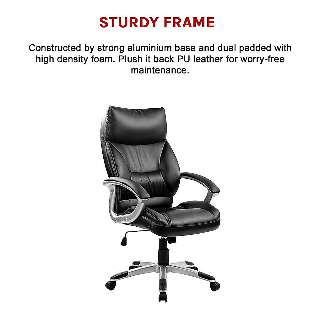 PU Leather Executive Office Chair - Ergonomic Swivel Computer Desk Chair in Black V63-774975