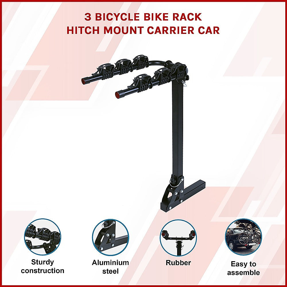 3 Bicycle Rack Hitch Mount Bike Carrier for Car and SUV Tow Bar