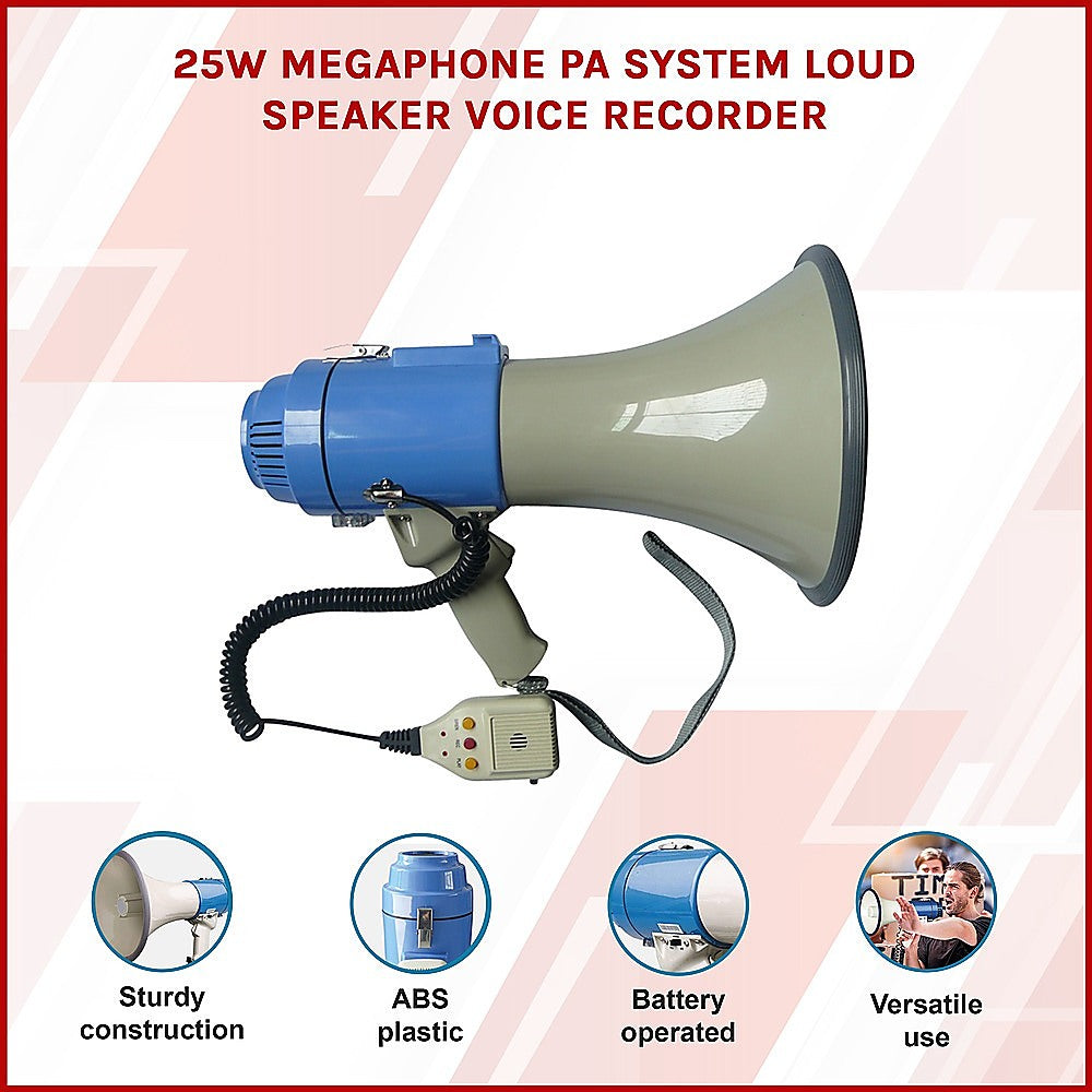 25W Megaphone PA System Loud Speaker Voice Recorder V63-775725