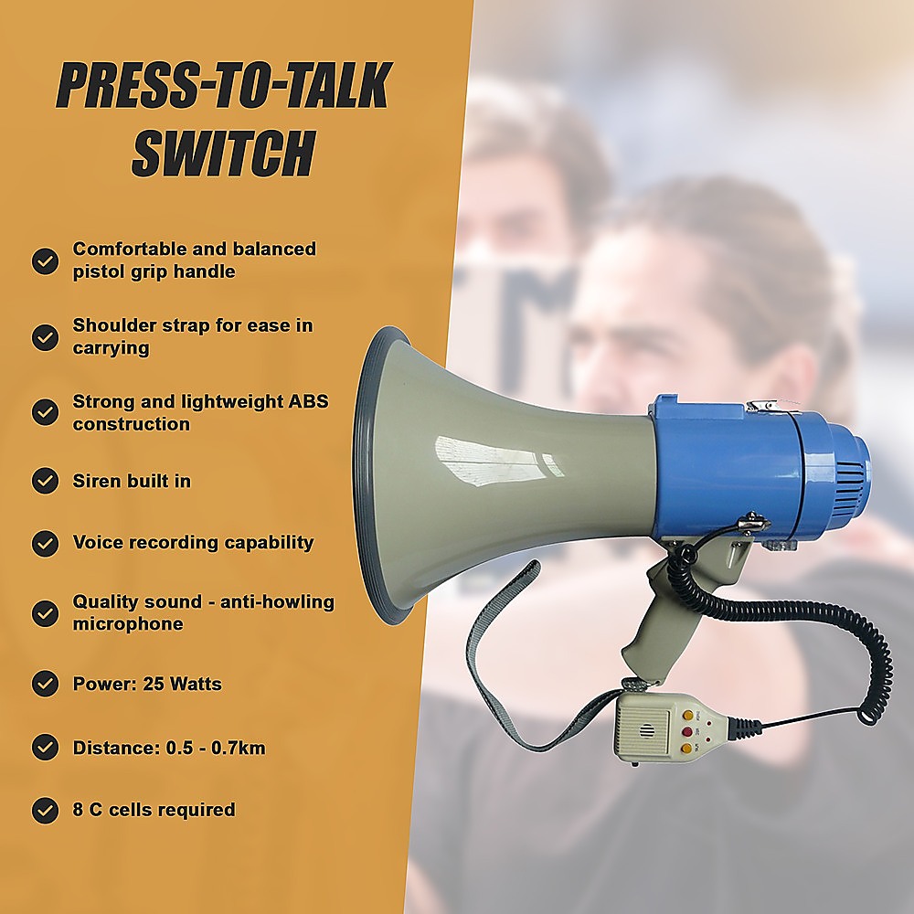 25W Megaphone PA System Loud Speaker Voice Recorder V63-775725