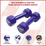 2kg Dumbbells Pair PVC Hand Weights Rubber Coated V63-782495