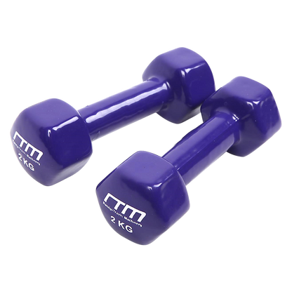 2kg Dumbbells Pair PVC Hand Weights Rubber Coated V63-782495