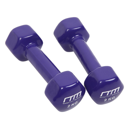 2kg Dumbbells Pair PVC Hand Weights Rubber Coated V63-782495