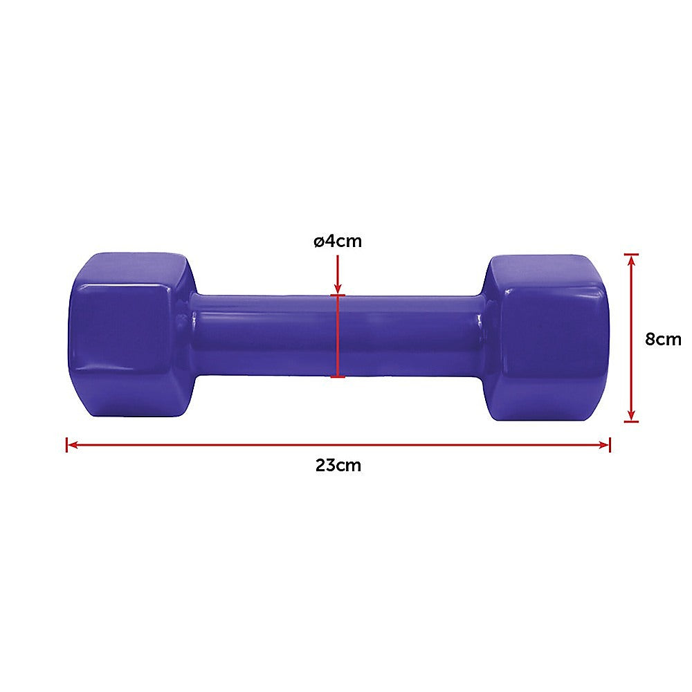 2kg Dumbbells Pair PVC Hand Weights Rubber Coated V63-782495