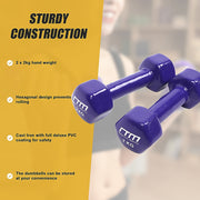 2kg Dumbbells Pair PVC Hand Weights Rubber Coated V63-782495
