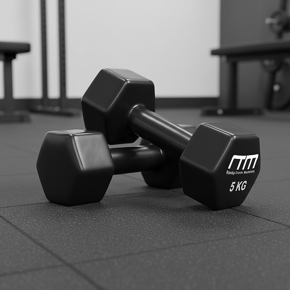 5kg Dumbbells Pair PVC Hand Weights Rubber Coated V63-782505