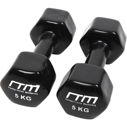 5kg Dumbbells Pair PVC Hand Weights Rubber Coated V63-782505