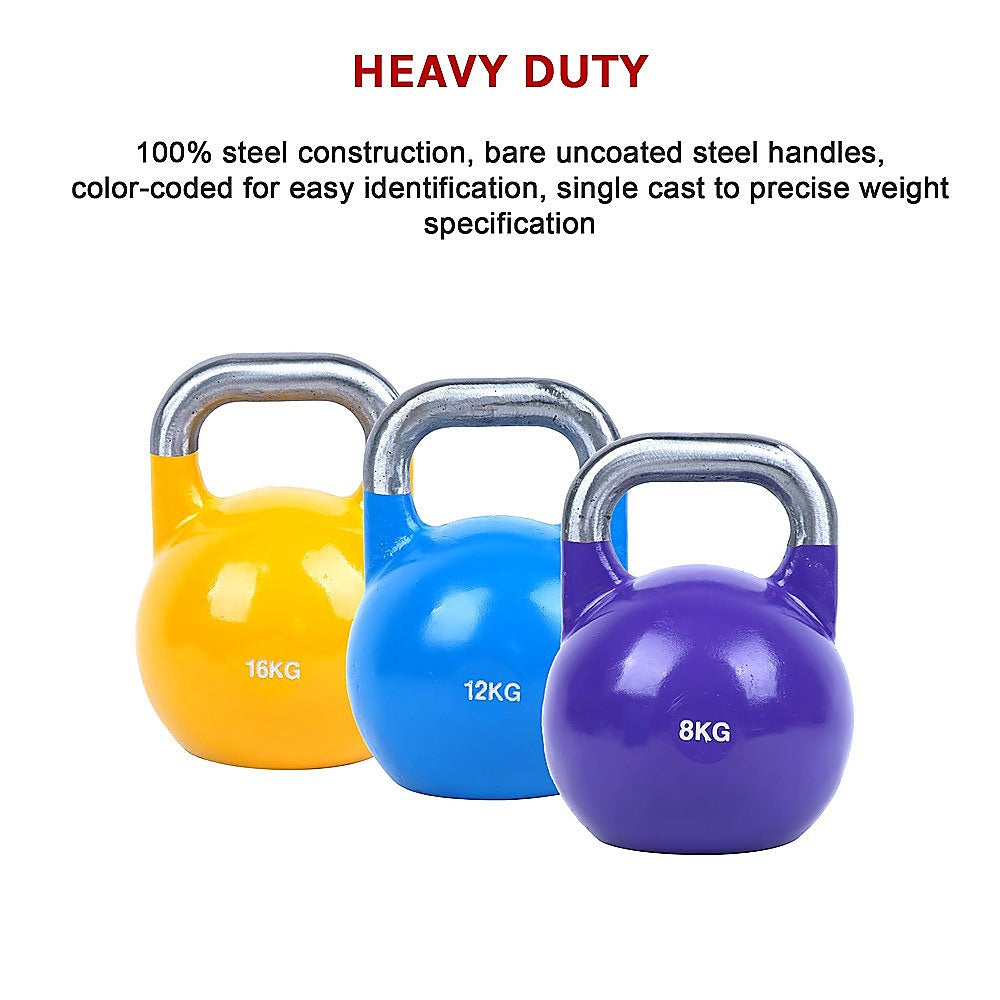 8KG, 12KG, 16KG Pro-Grade Steel KettleBell Set V63-782545