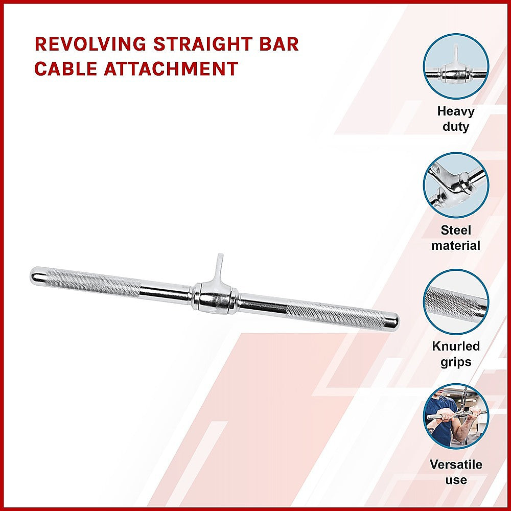 Revolving Straight Bar - Gym Cable Attachment for Tricep, Bicep & Pulley Workouts V63-782595
