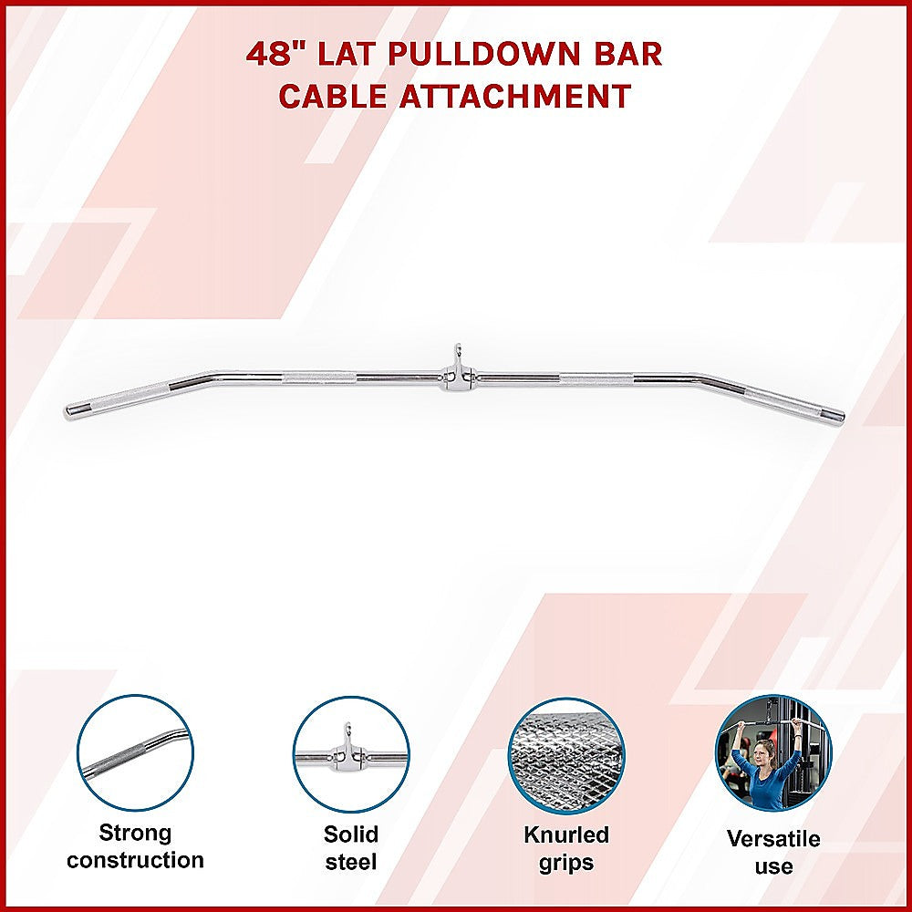 48" Lat Pulldown Bar Cable Attachment - Gym Handle for Back & Strength Training V63-782625