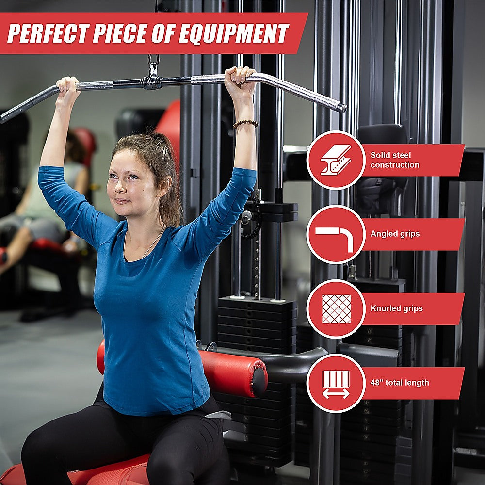 48" Lat Pulldown Bar Cable Attachment - Gym Handle for Back & Strength Training V63-782625