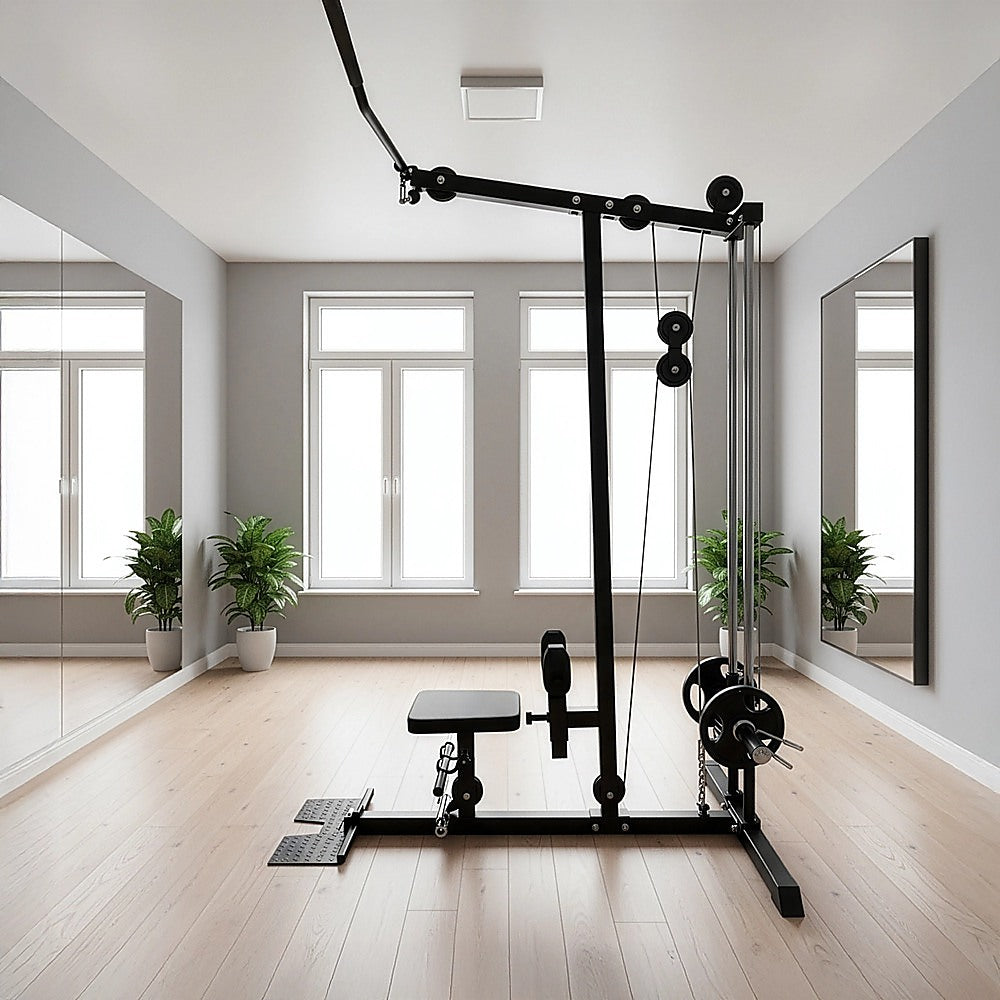Lat Pulldown Low Row Fitness Machine - Home Gym Strength Trainer V63-782635