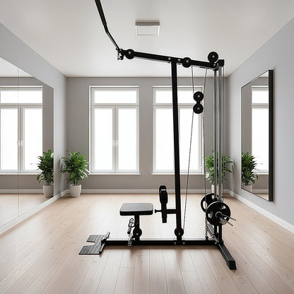 Lat Pulldown Low Row Fitness Machine - Home Gym Strength Trainer V63-782635