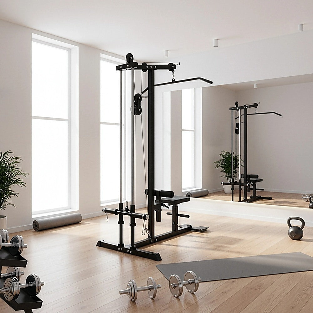 Lat Pulldown Low Row Fitness Machine - Home Gym Strength Trainer V63-782635