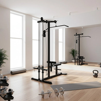 Lat Pulldown Low Row Fitness Machine - Home Gym Strength Trainer V63-782635