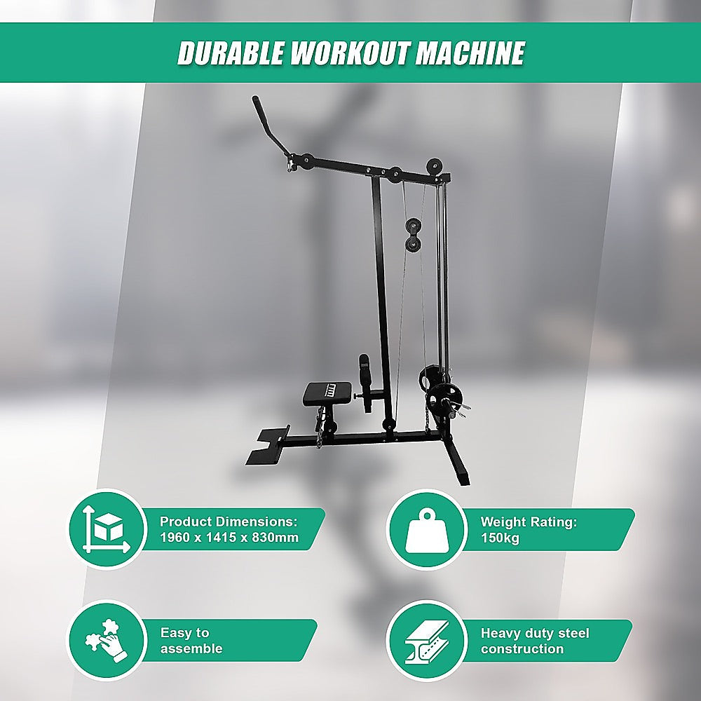 Lat Pulldown Low Row Fitness Machine - Home Gym Strength Trainer V63-782635