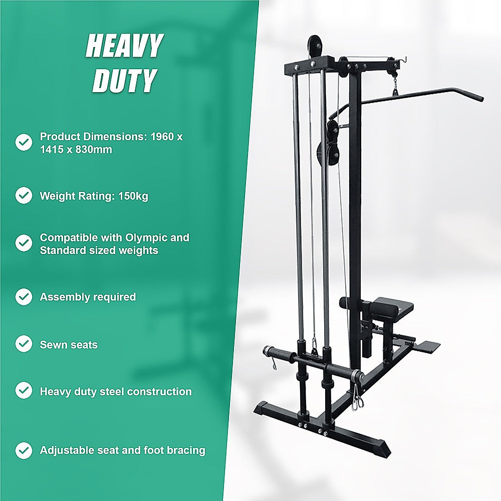 Lat Pulldown Low Row Fitness Machine - Home Gym Strength Trainer V63-782635