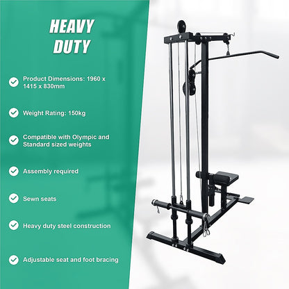 Lat Pulldown Low Row Fitness Machine - Home Gym Strength Trainer V63-782635