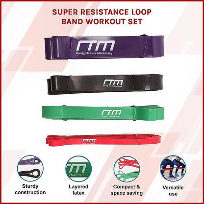 Super Resistance Loop Band Workout Set V63-783425