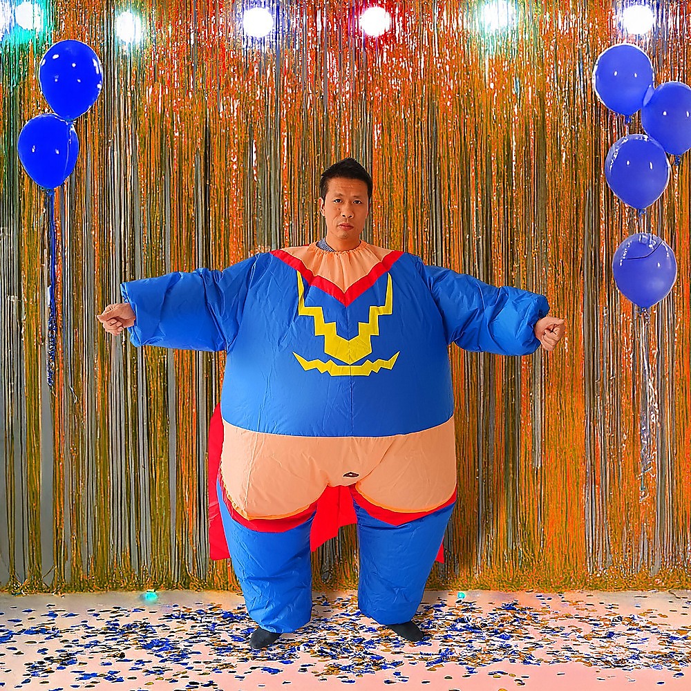 Super Hero Fancy Dress Inflatable Suit - Fan Operated Costume V63-784285