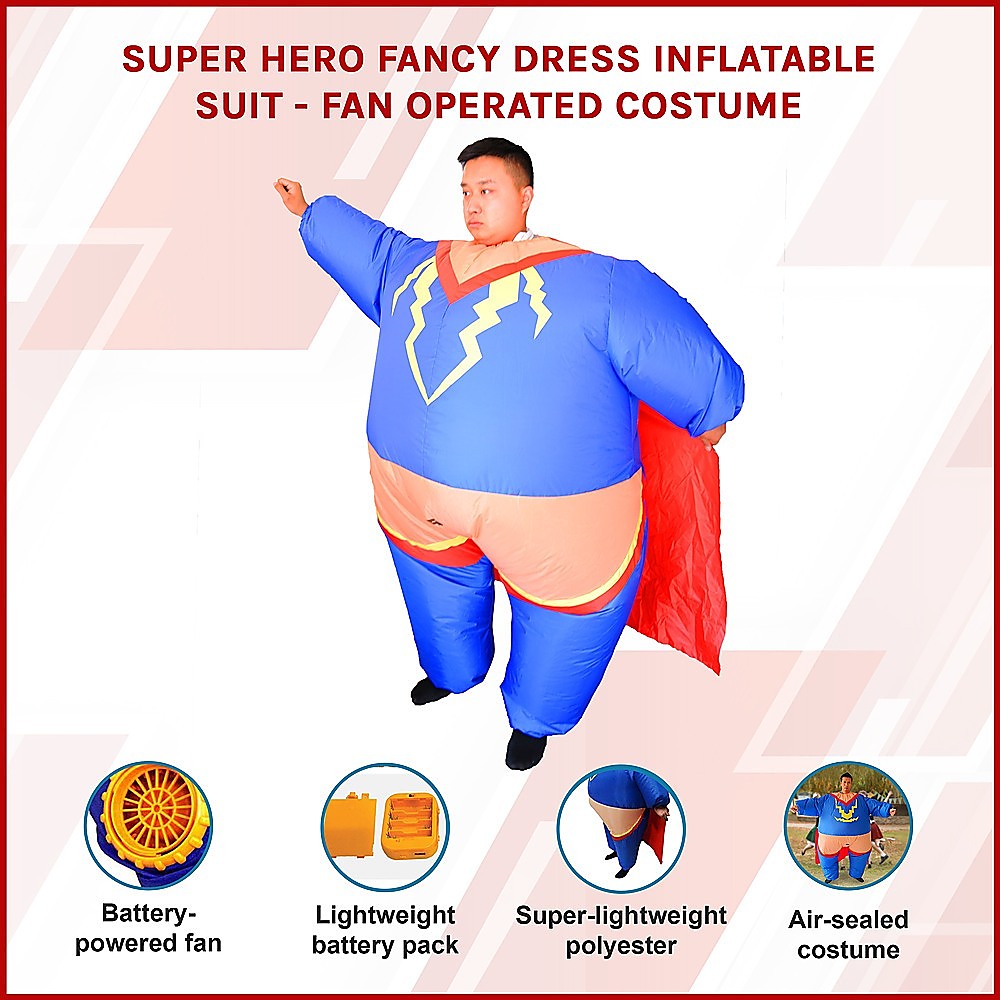 Super Hero Fancy Dress Inflatable Suit - Fan Operated Costume V63-784285