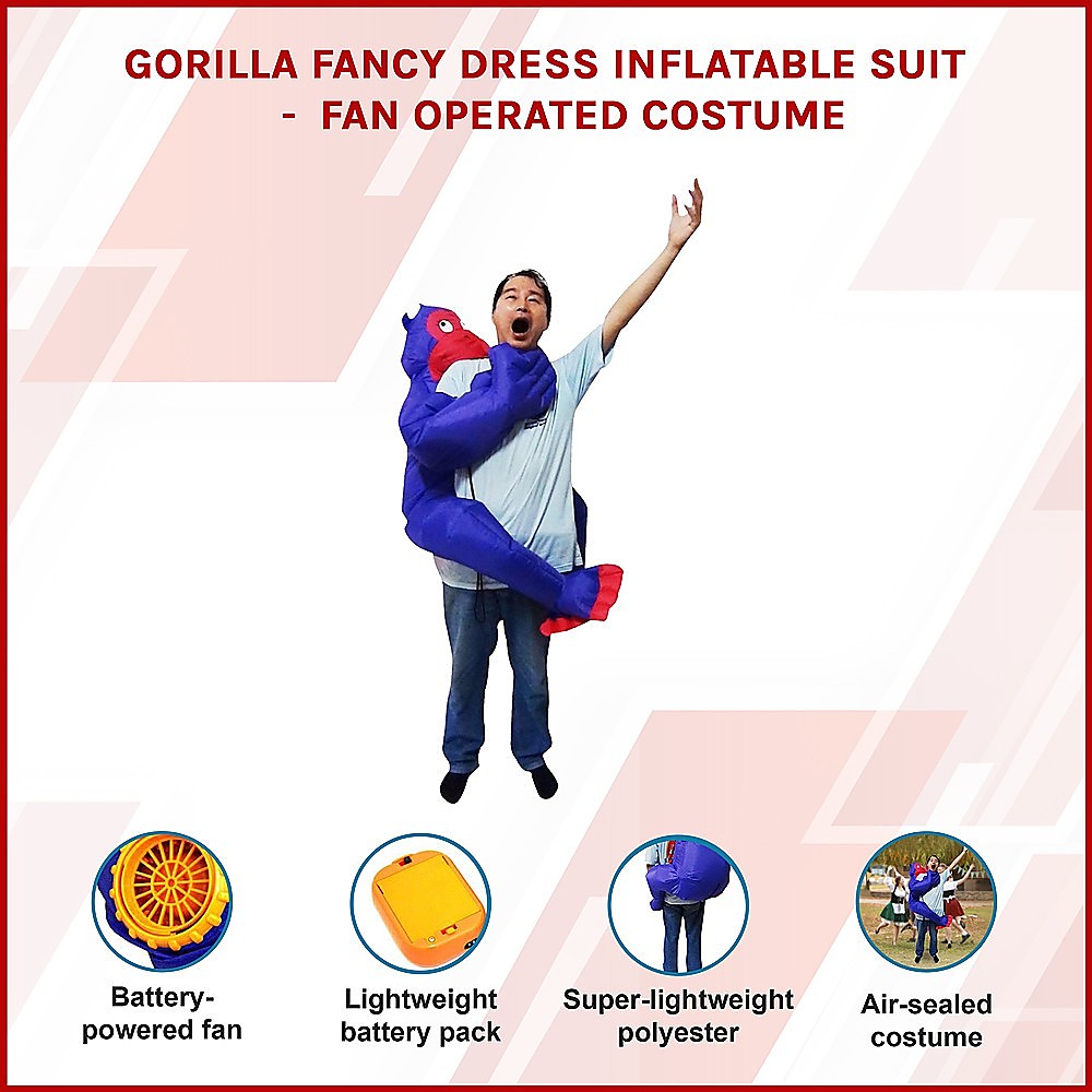 GORILLA Fancy Dress Inflatable Suit -Fan Operated Costume V63-784335