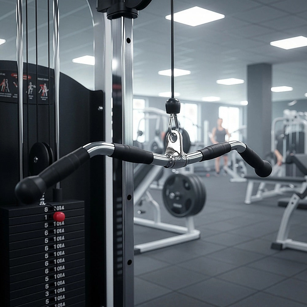 Randy & Travis Rubber-Coated Revolving Curl Row Bar Attachment for Gyms V63-784795