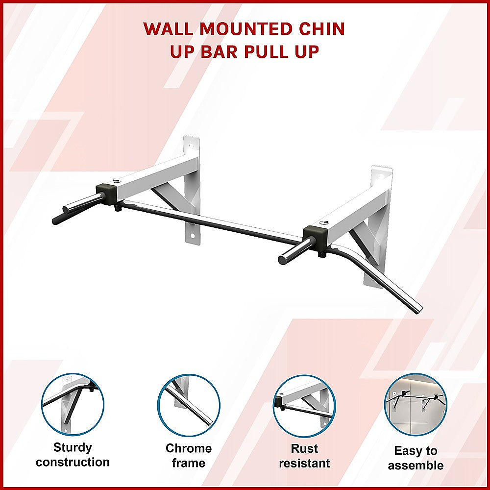 Wall Mounted Chin Up Pull Up Bar - Heavy Duty Home Gym Strength Training V63-784845