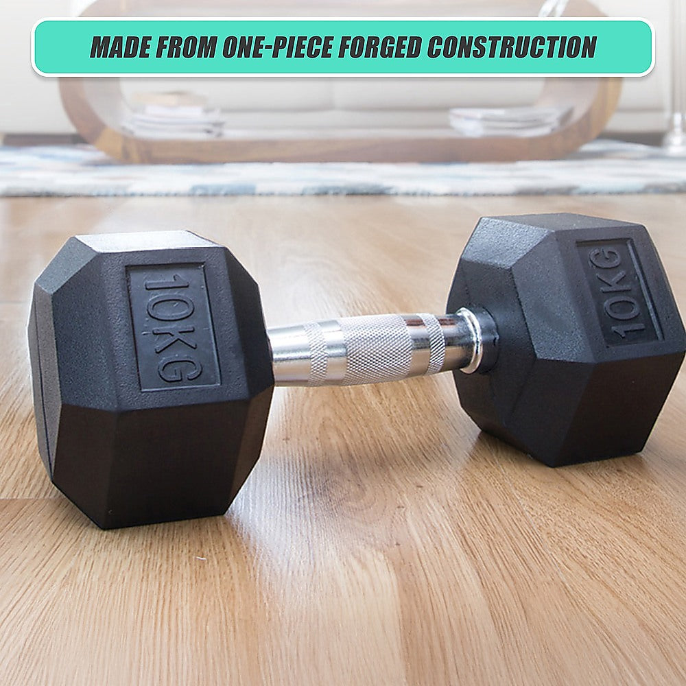10KG Commercial Rubber Hex Dumbbell Gym Weight V63-794095