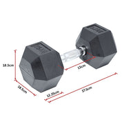 25KG Commercial Rubber Hex Dumbbell Gym Weight V63-794105