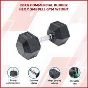 20KG Commercial Rubber Hex Dumbbell Gym Weight V63-794115