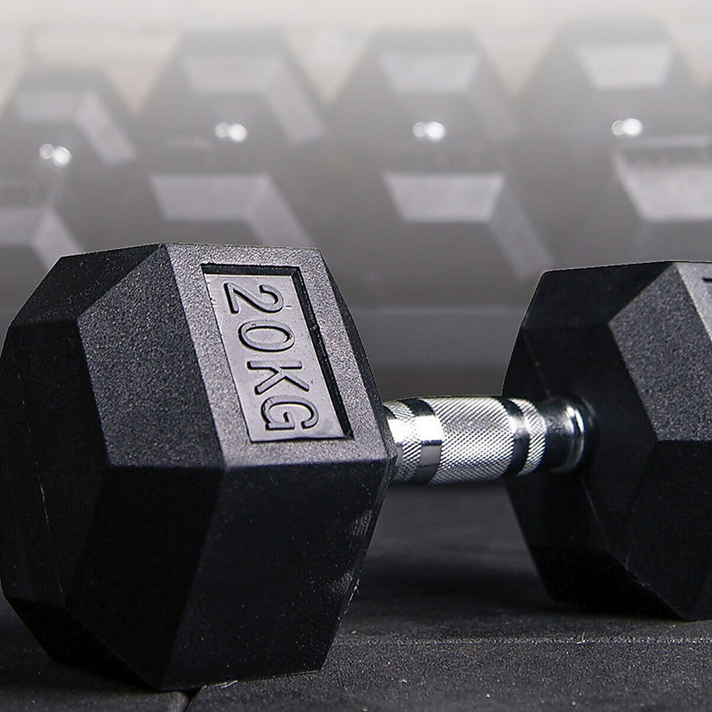 20KG Commercial Rubber Hex Dumbbell Gym Weight V63-794115