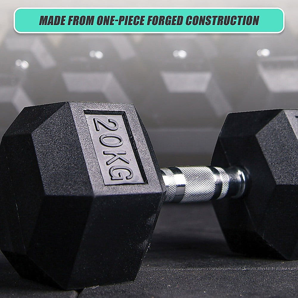 20KG Commercial Rubber Hex Dumbbell Gym Weight V63-794115