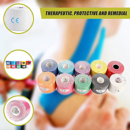 10 Rolls Muscle & Injury Kinesiology Sports Tape 5m x 5cm - Waterproof Support V63-798697